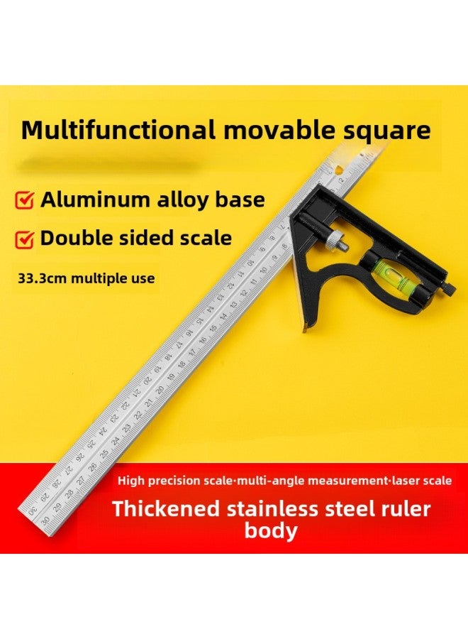 Stainless Steel Angle Ruler 90 Degrees Thick Multi-function Straight Angle Ruler Woodworking Marking Special Measuring Ruler Movable Angle Ruler Wholesale-Model:"Big Base" Combination Square - Image 2