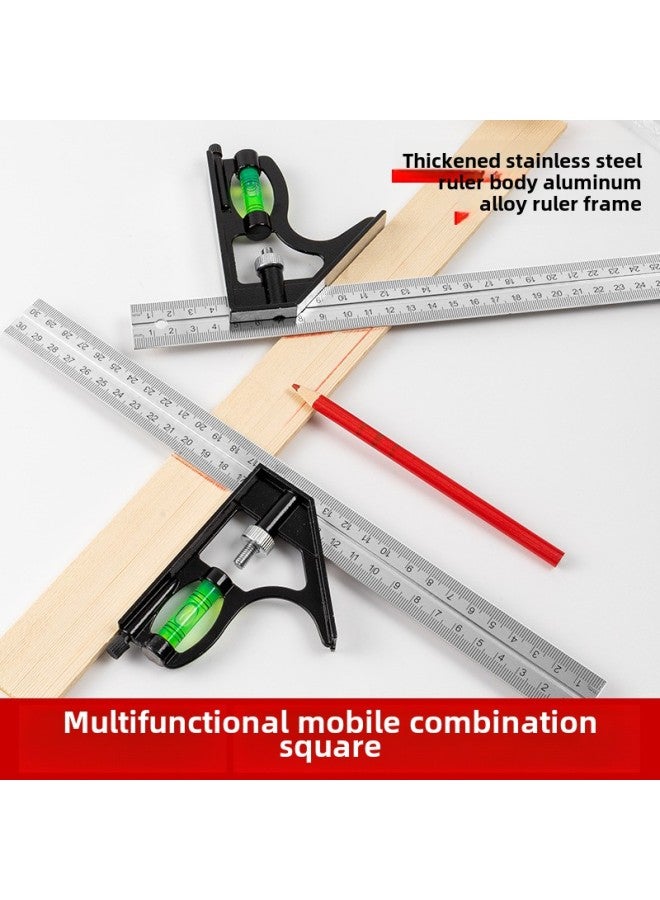 Stainless Steel Angle Ruler 90 Degrees Thick Multi-function Straight Angle Ruler Woodworking Marking Special Measuring Ruler Movable Angle Ruler Wholesale-Model:"Big Base" Combination Square - Image 3