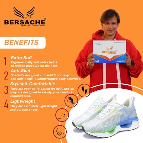 BERSACHE Premium Sports,Gym, Trending, Stylish Running Shoes For Men (White),7 UK - Image 2