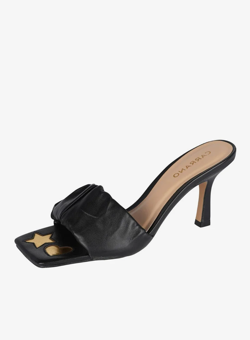Carrano Black Carrano Ladies Fashionable Imprinted Square Toe Mule 321036 Cab0602 for Women | Best Price UAE