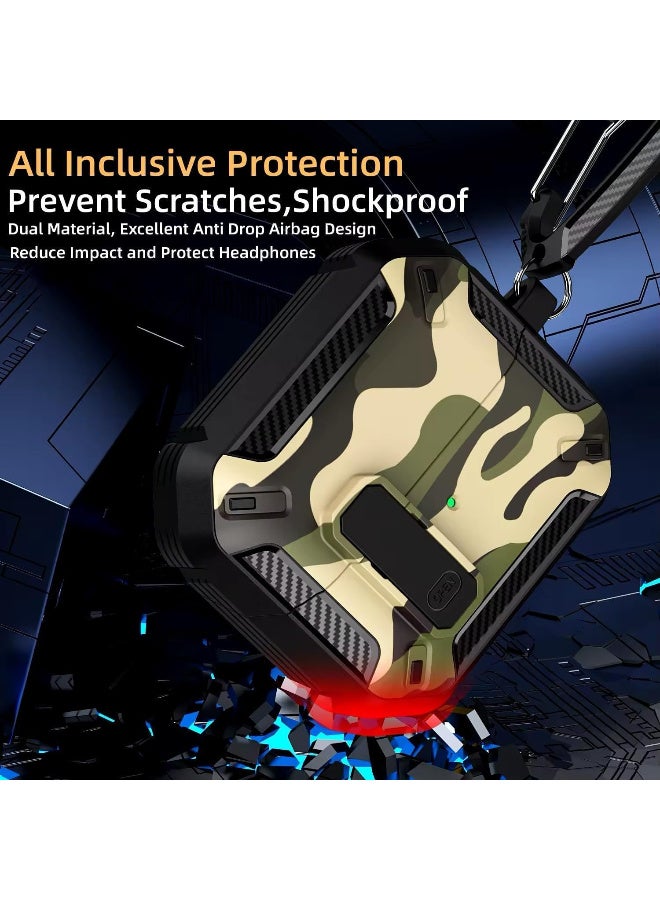 case Compatible with Samsung Galaxy Buds 3 Pro/Buds 3 Case Full-Body Shockproof (Secure Lock) Galaxy Buds 3 & Galaxy Buds 3 Pro (2024) with Carabiner (Camo Green) - Image 5