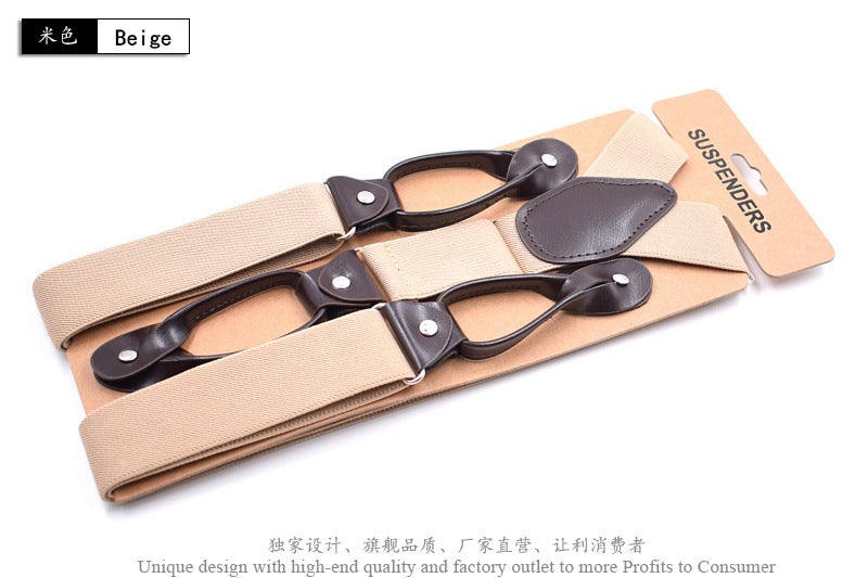 British Style Button Suspenders 3.5cm Wide Navy +120cm  - Image 4
