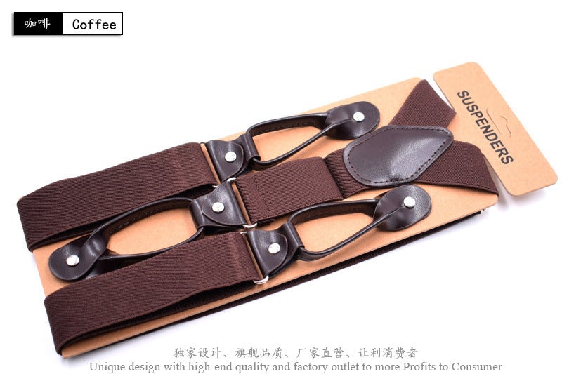 British Style Button Suspenders 3.5cm Wide Navy +120cm  - Image 2