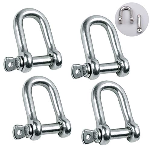 Reedny Stainless Steel 304 D Shape Shackle 5/32", 1/4", 5/16",3/8", 9/16", for Chains Wirerope Lifting Outdoor Camping Survival Rope Bracelets Or for Heavy Duty Construction (5/16" 4Pcs) - Image 1