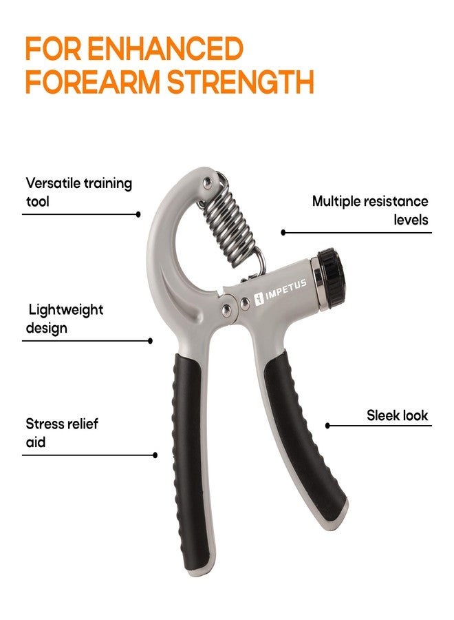 IMPETUS Adjustable Hand Grip Strengthener (5kg-60kg) - Forearm, Wrist & Finger Exercise | Hand Gripper for Men & Women, Home & Gym Workout (Grey-Black) - Image 4