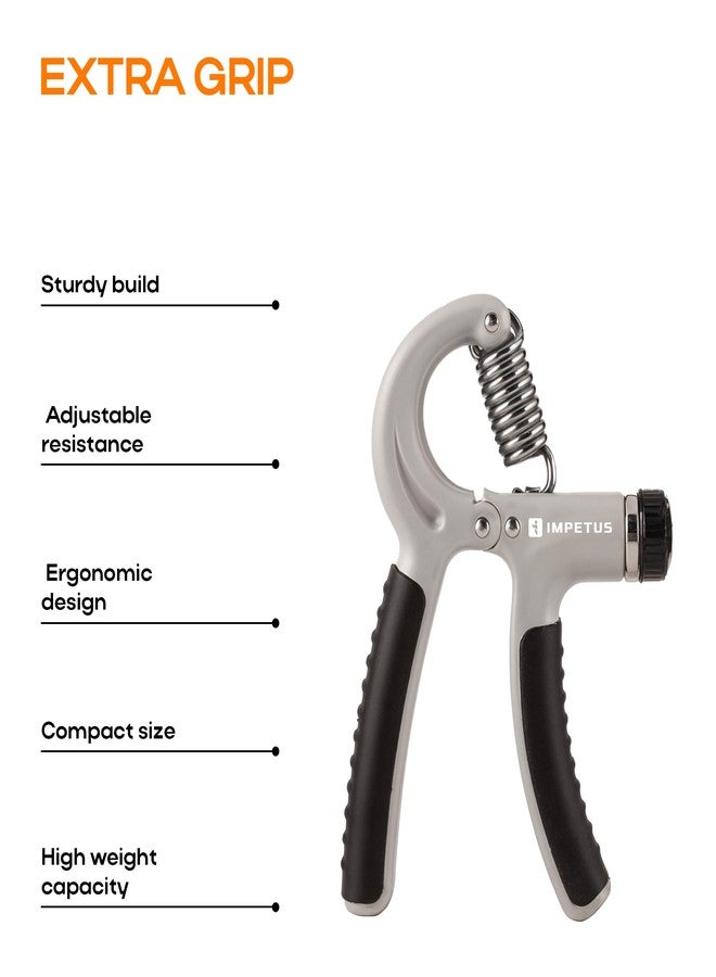 IMPETUS Adjustable Hand Grip Strengthener (5kg-60kg) - Forearm, Wrist & Finger Exercise | Hand Gripper for Men & Women, Home & Gym Workout (Grey-Black) - Image 2