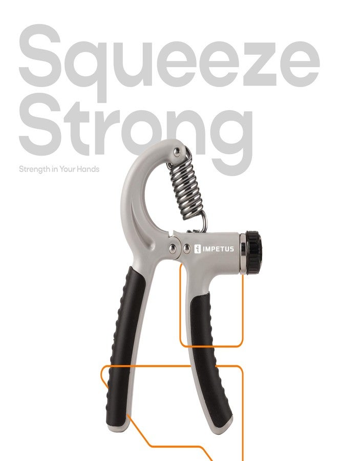 IMPETUS Adjustable Hand Grip Strengthener (5kg-60kg) - Forearm, Wrist & Finger Exercise | Hand Gripper for Men & Women, Home & Gym Workout (Grey-Black) - Image 3