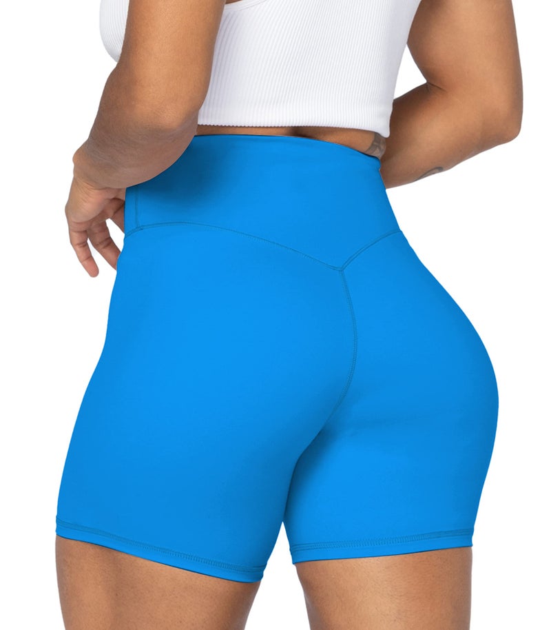 Sunzel 5" High Waist Biker Shorts for Women No Front Seam Soft Yoga Workout Gym Bike Shorts Tummy Control Squat Proof Blue - Image 3
