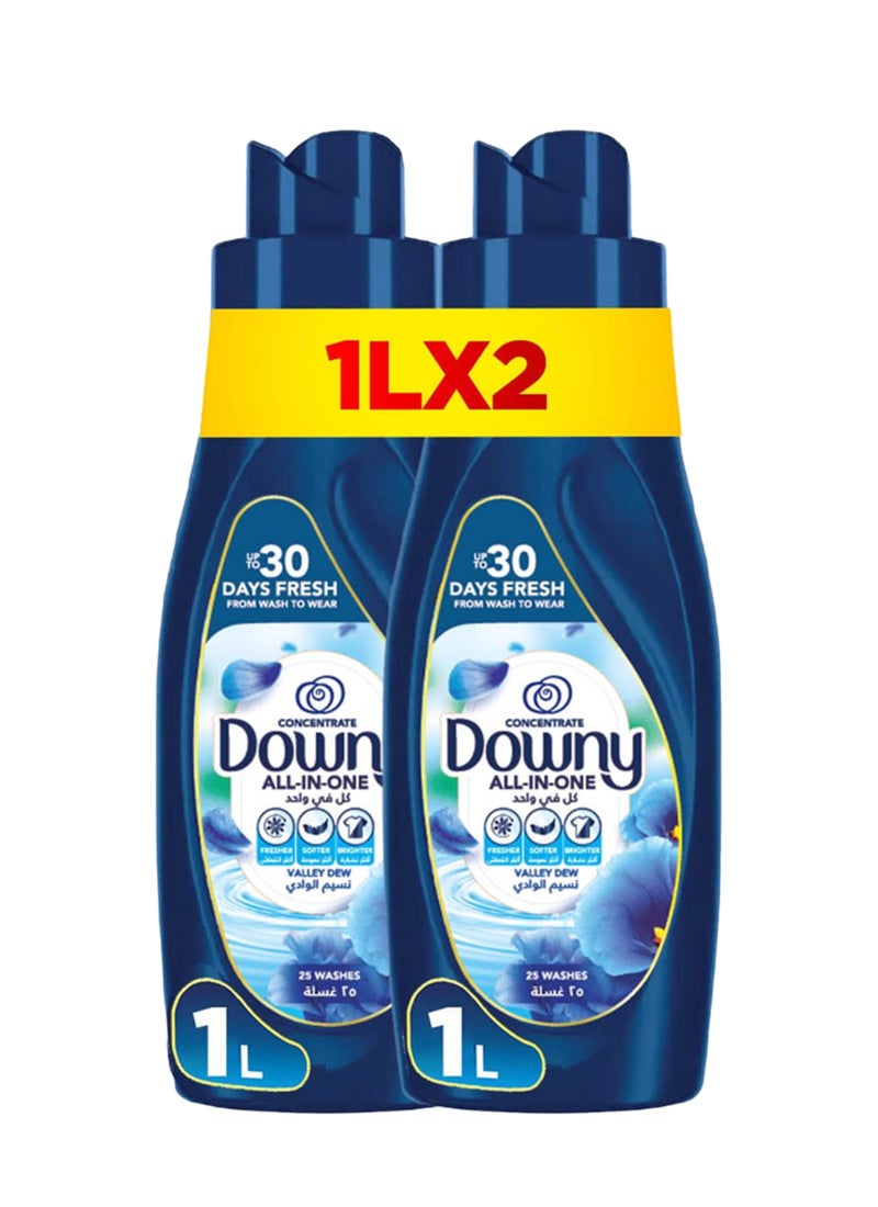 Downy Valley Dew Dual Pack Fabric Conditioner, Concentrate Softener, With Colour Portection, More Softness and Long Lasting Freshness - Image 1