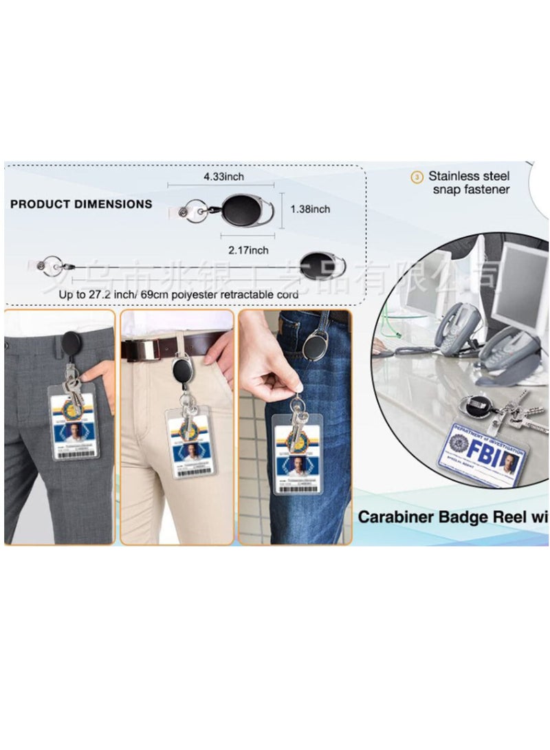4 Packs Retractable Keychain, Badge Holder Reel Clip, Heavy Duty Name Tag ID Card Holder, Keychain Ring Carabiner, Keys Cards ID Badges, for Hung on Waist, Chest, Backpack, Trouser Pocket - Image 4