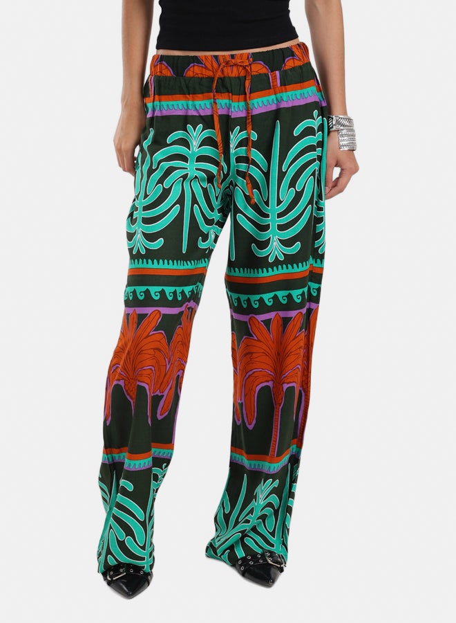 Carina Colored Palm Print Pants - Image 1