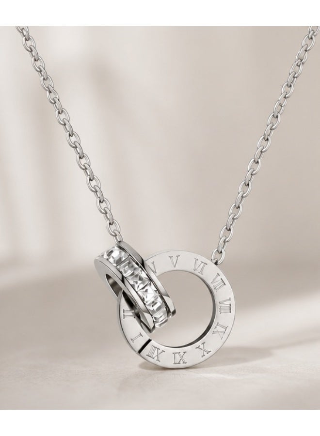 Waterproof Silver-Plated Roman Numeral Bracelet, Necklace & Earring Set - Image 4