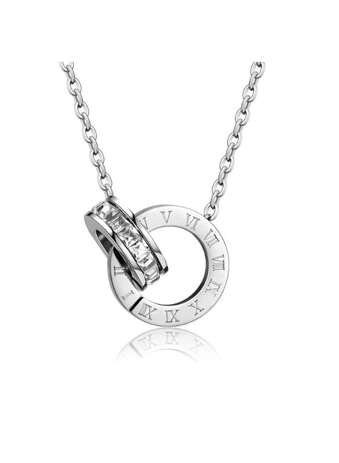 Waterproof Silver-Plated Roman Numeral Bracelet, Necklace & Earring Set - Image 1