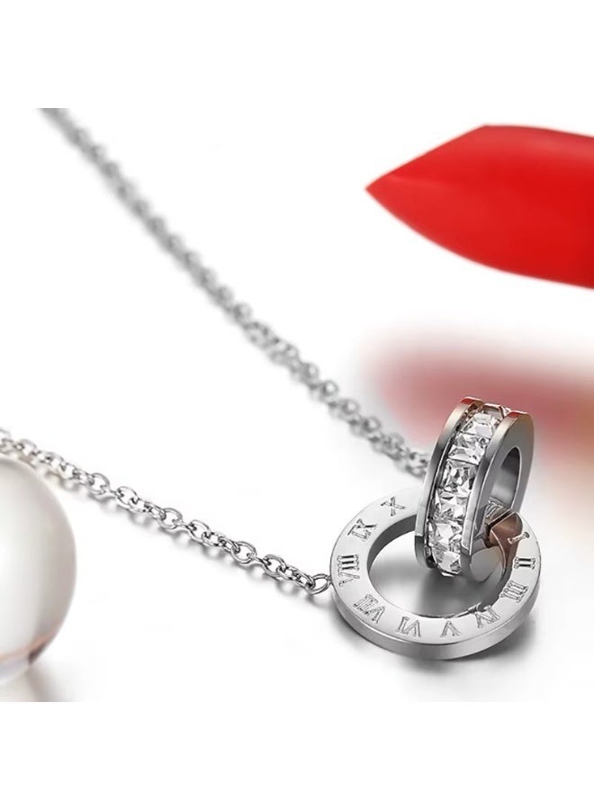 Waterproof Silver-Plated Roman Numeral Bracelet, Necklace & Earring Set - Image 5