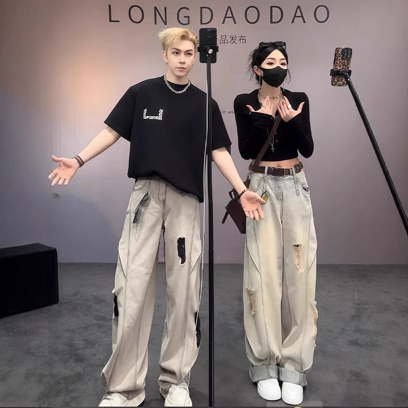 Unisex Classic Denim Jeans Loose Fit Daily Outdoor Wear - Image 2