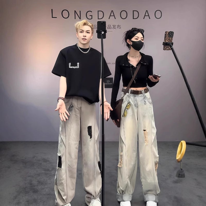 Unisex Classic Denim Jeans Loose Fit Daily Outdoor Wear - Image 5