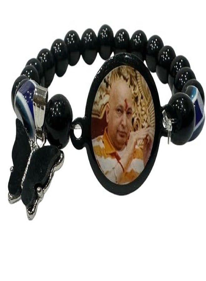 RK Basics سوار RK Basics Jai Guruji Swaroop Butterfly Evil Eye المعلق، يبارك صفحتك بسوار Guruji الجميل (أسود) - Image 1
