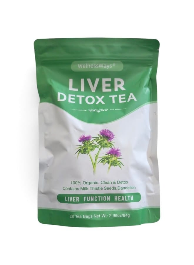 Liver Detox Tea - Original Milk Thistle & Dandelion Detox Tea 28 Tea Bags, 100% Organic Milk Thistle & Dandelion Blend for Liver Function Health, Cleanse & Detox Support