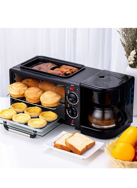 Breakfast Station, Toaster with Frying Pan, Portable Oven Breakfast Maker with Coffee Machine, Non Stick Die Cast Grill/Griddle for Bread Egg Sandwich Bacon Sausages