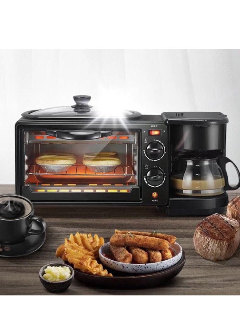 Generic - Breakfast Station, Toaster with Frying Pan, Portable Oven Breakfast Maker with Coffee Machine, Non Stick Die Cast Grill/Griddle for Bread Egg Sandwich Bacon Sausages - Image 1