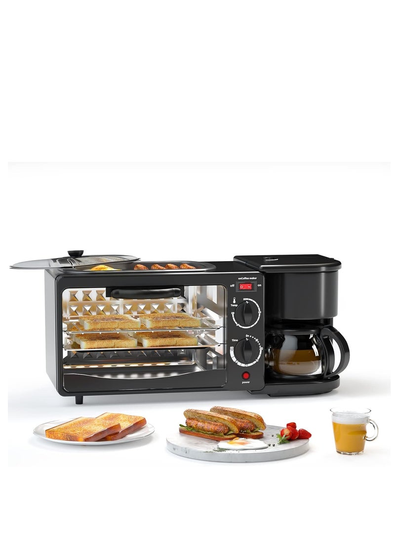 Generic - Breakfast Station, Toaster with Frying Pan, Portable Oven Breakfast Maker with Coffee Machine, Non Stick Die Cast Grill/Griddle for Bread Egg Sandwich Bacon Sausages - Image 1