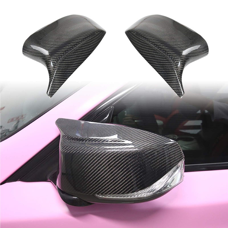 PGTOPONE Real Carbon Fiber Side Mirror Cover Caps for Infiniti Q50 Q50s Sedan 20142020 Q60 Q70 QX30 QX50 20152020 Side Door Wing Mirror Cap Covers Replacement OEM Horn design style