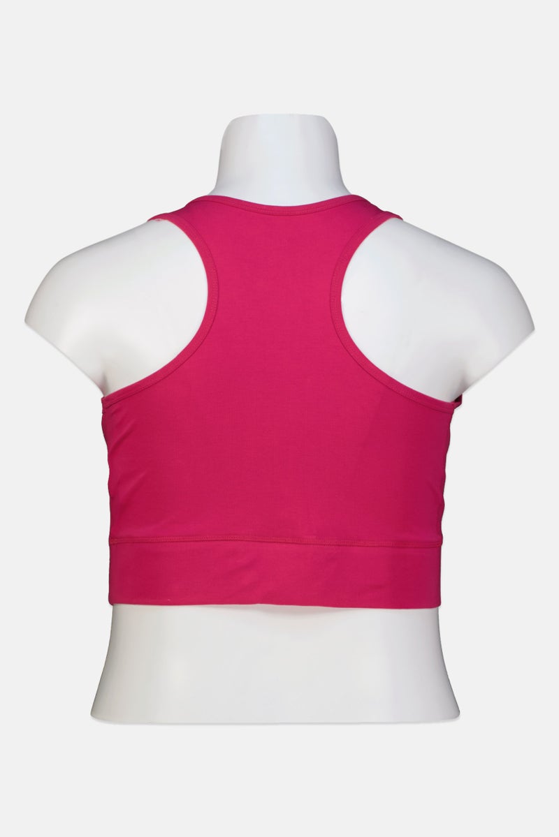 Reebok Women Plus Size Brand Logo Non Padded Sports Bra, Dark Pink - Image 3