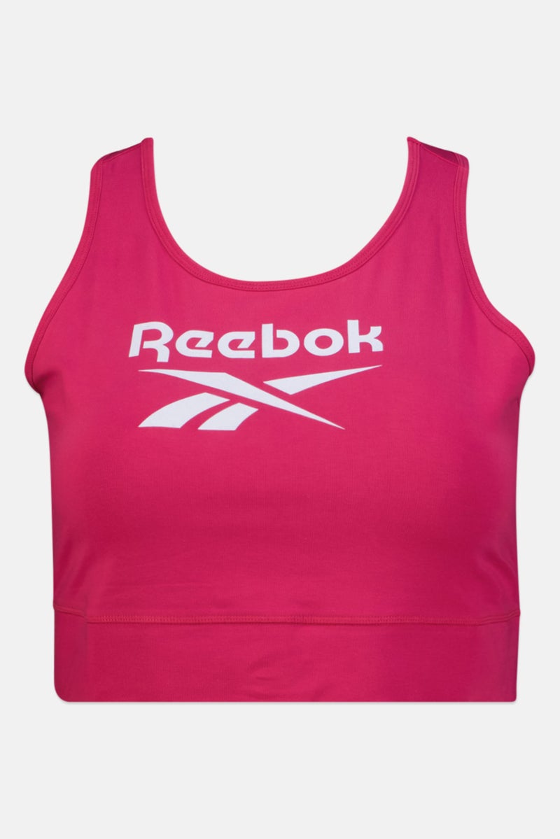 Reebok حمالة صدر رياضية للنساء بحجم زائد بشعار العلامة التجارية، وردي داكن - Image 2