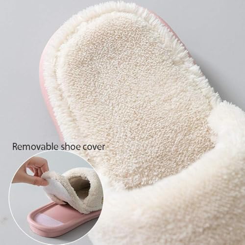 THE DDS STORE Winter Coral Fleece Women Warm Plush Cotton Slipper Indoor Water Proof Non-Slip Removable Plush Slippers Memory Foam Cotton Women's Slippers (Red, 8) - Image 4