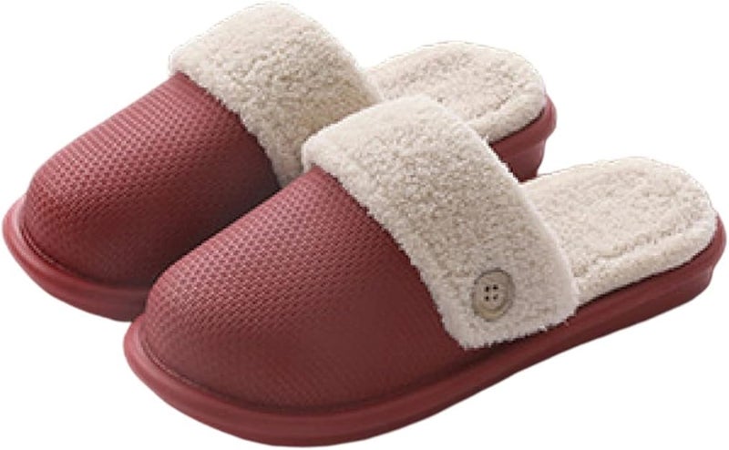 THE DDS STORE Winter Coral Fleece Women Warm Plush Cotton Slipper Indoor Water Proof Non-Slip Removable Plush Slippers Memory Foam Cotton Women's Slippers (Red, 8) - Image 1