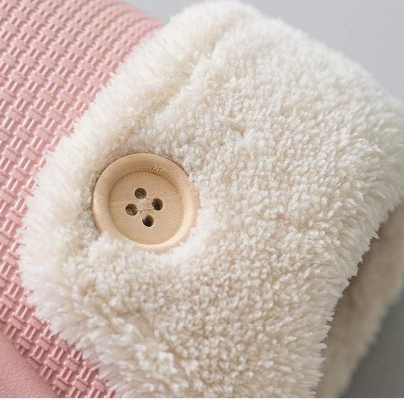 THE DDS STORE Winter Coral Fleece Women Warm Plush Cotton Slipper Indoor Water Proof Non-Slip Removable Plush Slippers Memory Foam Cotton Women's Slippers (Red, 8) - Image 3