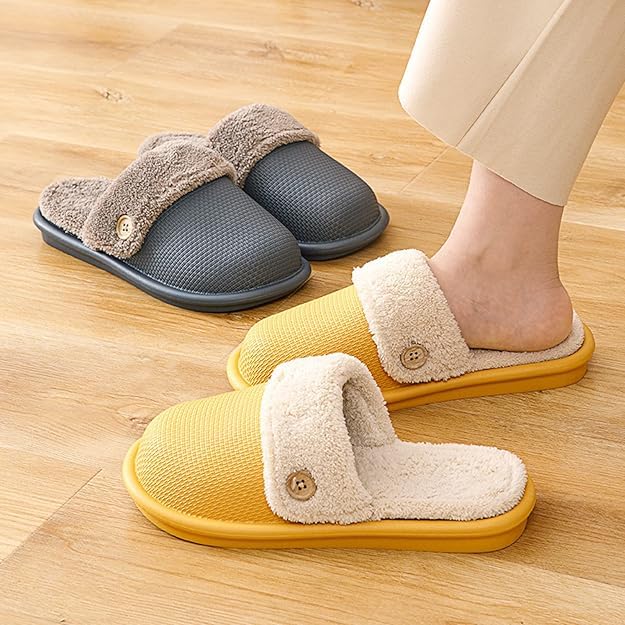 THE DDS STORE Winter Coral Fleece Women Warm Plush Cotton Slipper Indoor Water Proof Non-Slip Removable Plush Slippers Memory Foam Cotton Women's Slippers (Red, 8) - Image 5