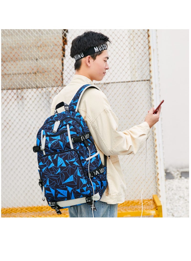 Aolida 1-Piece Men's Korean Version Laptop Backpacks Minimalist Middle School Student Backpack Heat Transfer Printed Casual Backpack - Image 3