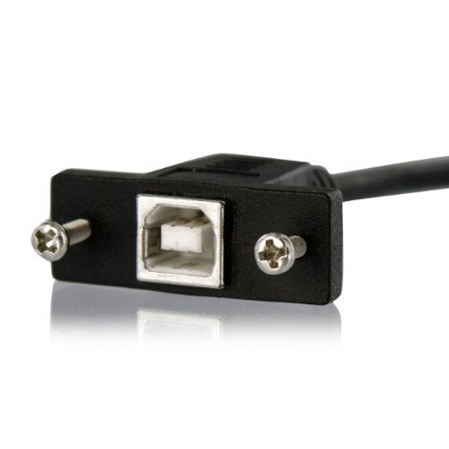 StarTech.com 1 ft Panel Mount USB Cable B to B - F/M - USB Type B (F) to USB Type B (M) - USB 2.0 - Molded Hood - Black (USBPNLBFBM1) - Image 2