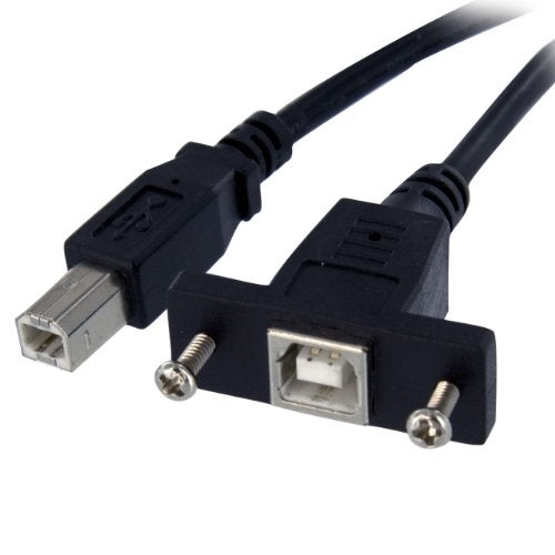 StarTech.com 1 ft Panel Mount USB Cable B to B - F/M - USB Type B (F) to USB Type B (M) - USB 2.0 - Molded Hood - Black (USBPNLBFBM1) - Image 4
