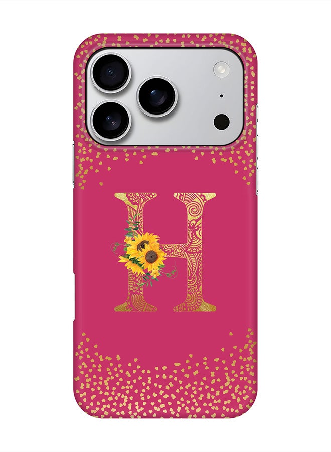 Stylizedd For iPhone 17 Pro,Case, [Compatible with MagSafe] Magnetic cover Slim fit Protection Matte, - Custom Floral Monogram - H ( Deep Pink )