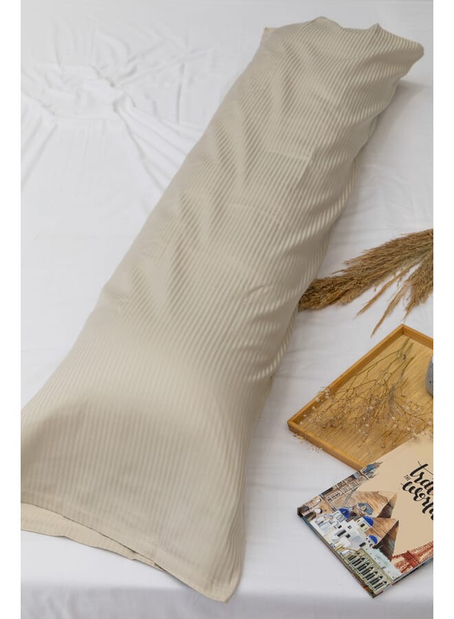 MEHALLA Long Pillowcase Set - Satin - Single - Beige -100% Egyptian Cotton