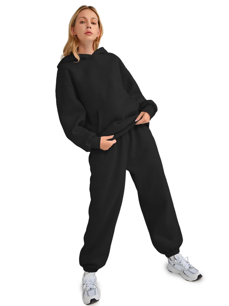 AUTOMET Women 2 Piece Outfits 2026 Plus Size Fall Fashion Airport Travel Pants Lounge Set Leisure Vacation Winter Clothes Sweatsuits Black XL - Image 5