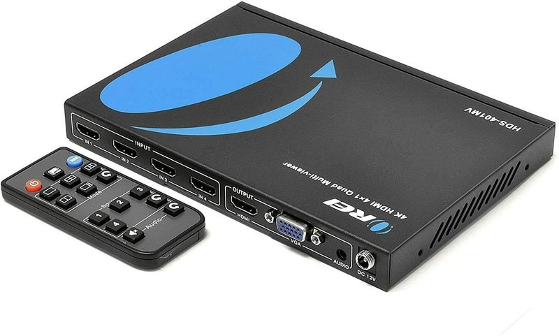 OREI Quad Multi HDMI Viewer 4 in 1 Out HDMI Switcher 4 Ports Seamless Switcher and IR Remote Support 4K @ 30Hz 1080P for PS4/PC/DVD/Security Camera, HDMI Switch VGA Output - HDS-401MV - Image 4
