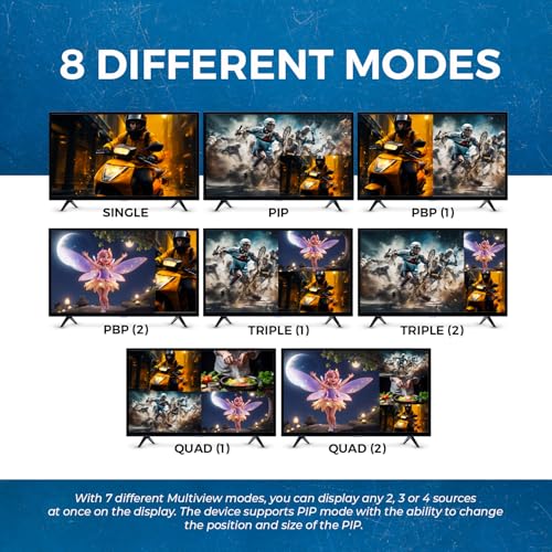 OREI Quad Multi HDMI Viewer 4 in 1 Out HDMI Switcher 4 Ports Seamless Switcher and IR Remote Support 4K @ 30Hz 1080P for PS4/PC/DVD/Security Camera, HDMI Switch VGA Output - HDS-401MV - Image 5