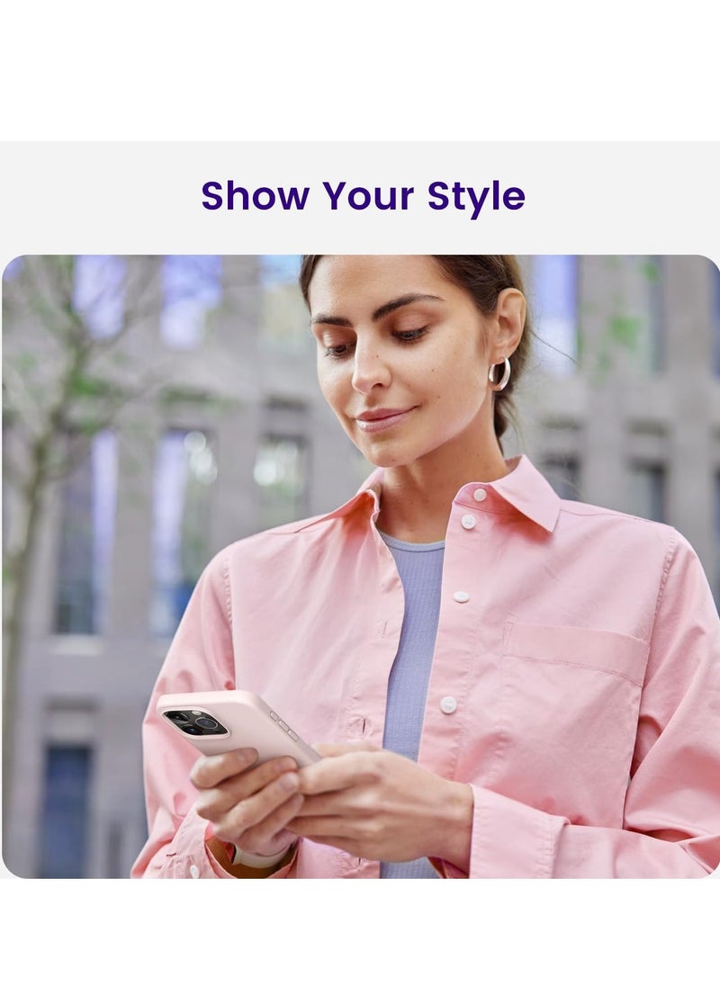 Raxoom Soft Liquid Silicone Gel Case for iPhone 16 Pro Max - Full Body Shockproof Protection with Matte Finish & Soft Microfiber Lining (Sand Pink) - Image 5