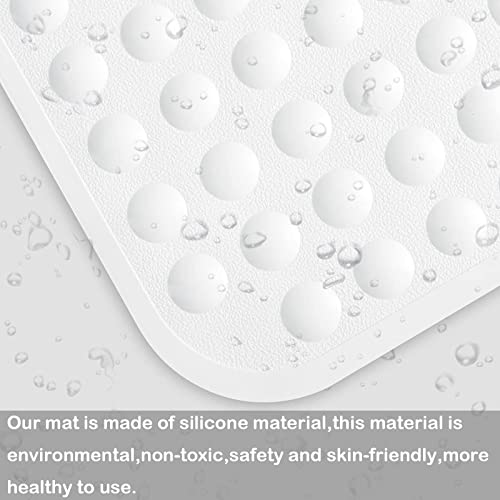 Yanzifly Bathtub Mat Non Slip Bath Mat for Tub Silicone Soft Bath Tub Mat Non Slip Shower Mats, Suction Cups Bath Tub Anti Slip Matt for Family Use, Machine Washable-White - Image 2