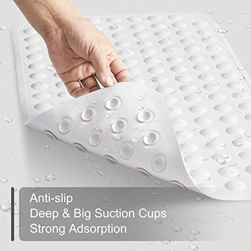 Yanzifly Bathtub Mat Non Slip Bath Mat for Tub Silicone Soft Bath Tub Mat Non Slip Shower Mats, Suction Cups Bath Tub Anti Slip Matt for Family Use, Machine Washable-White - Image 3