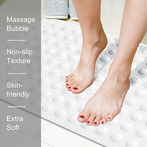 Yanzifly Bathtub Mat Non Slip Bath Mat for Tub Silicone Soft Bath Tub Mat Non Slip Shower Mats, Suction Cups Bath Tub Anti Slip Matt for Family Use, Machine Washable-White - Image 4