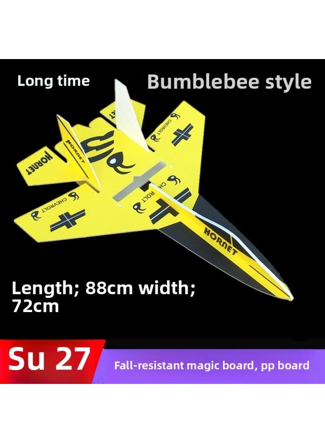 Model Remote Control Aircraft Fixed Wing PP Magic Board KT Su 27 Foam Su27 Remote Control Model Glider Assembly-Color:High-end High-speed Pnp + Power Battery-Specifications:Bat Style (not Cut-free)