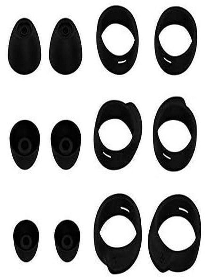 ALXCD Eartips Kit Replacement for Galaxy Buds+ Plus Headphone, S/M/L 3 Pairs Earhooks, S/M/L 3 Pairs Silicone Ear Tips, Compatible with Galaxy Buds+ Plus SM-R175, New Black 6+6 - Image 1