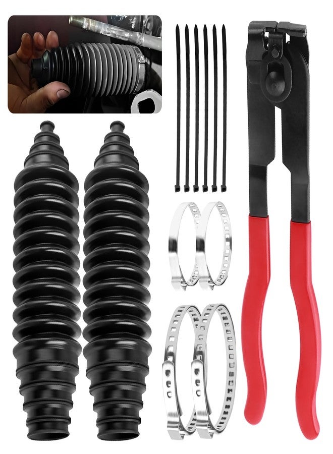 Figpade Car Inner Tie Rod Boot Kit with Boot Clamp Pliers,Soft Car Rack and Pinion Boots Keeps Steering Parts Includes Ties/Clamps,Cuttable Cars Accessories Steering Rack Boots - Image 1