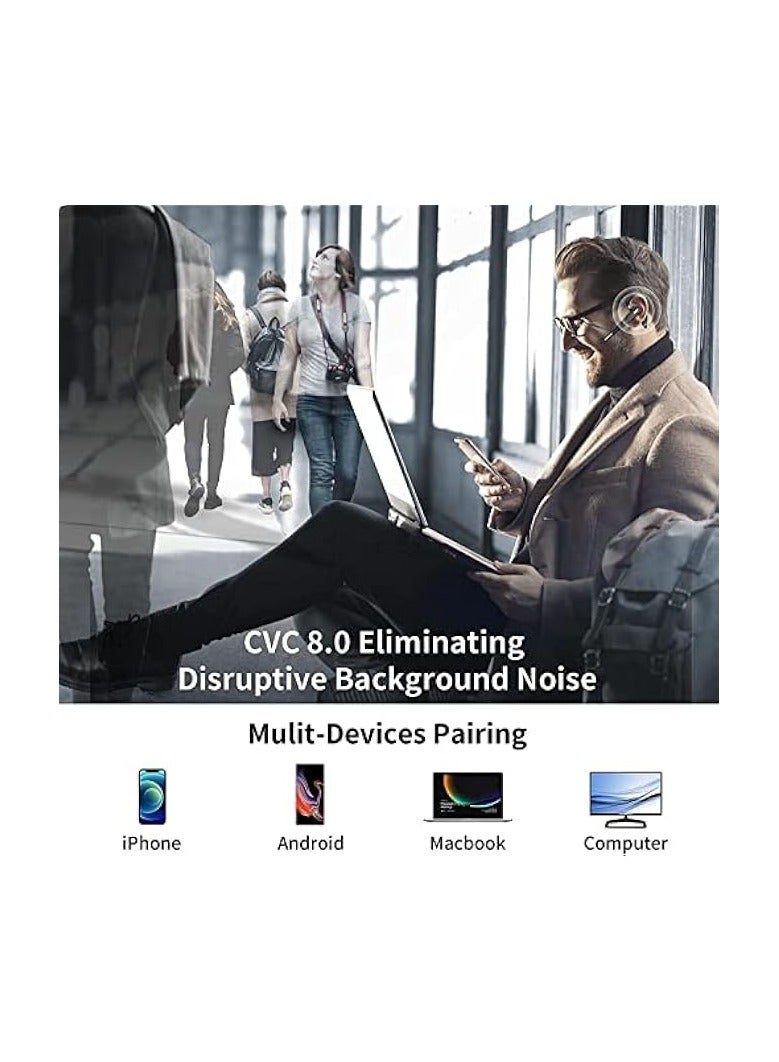 بروماس سماعة بلوتوث لاسلكية بدون استخدام اليدين للهاتف المحمول V5.1 سماعة رأس مع ميكروفون بخاصية إلغاء الضوضاء 10H وقت التحدث سماعة رأس (سماعة أذن) - Image 3