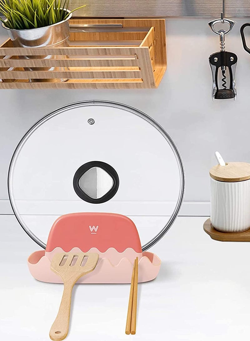 Spoon Rest Kitchen Multiple Utensil-Holder - With Drip Pad, Heat-Resistant, BPA-Free, Spoon Rest for Stove Top, Utensil Rest for Ladles, Tongs, Pot Lid More (Pink) - Image 2