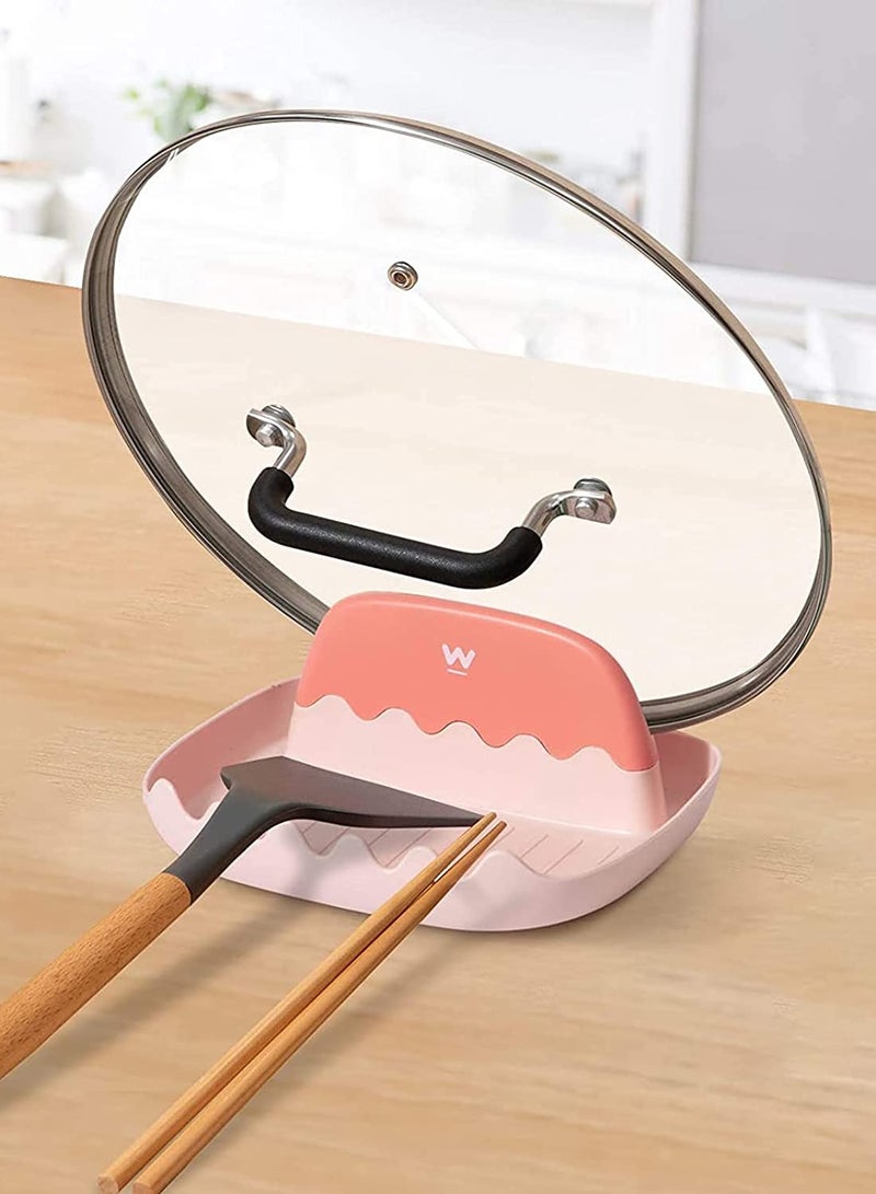 Spoon Rest Kitchen Multiple Utensil-Holder - With Drip Pad, Heat-Resistant, BPA-Free, Spoon Rest for Stove Top, Utensil Rest for Ladles, Tongs, Pot Lid More (Pink) - Image 4